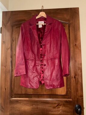 ❤️‍🔥 Vintage Y2K Pamela McCoy Red Leather Blazer – XS ❤️‍🔥